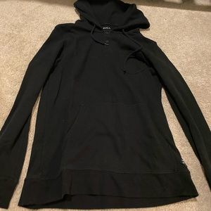 RVCA knit black hoodie with button and pocket detail